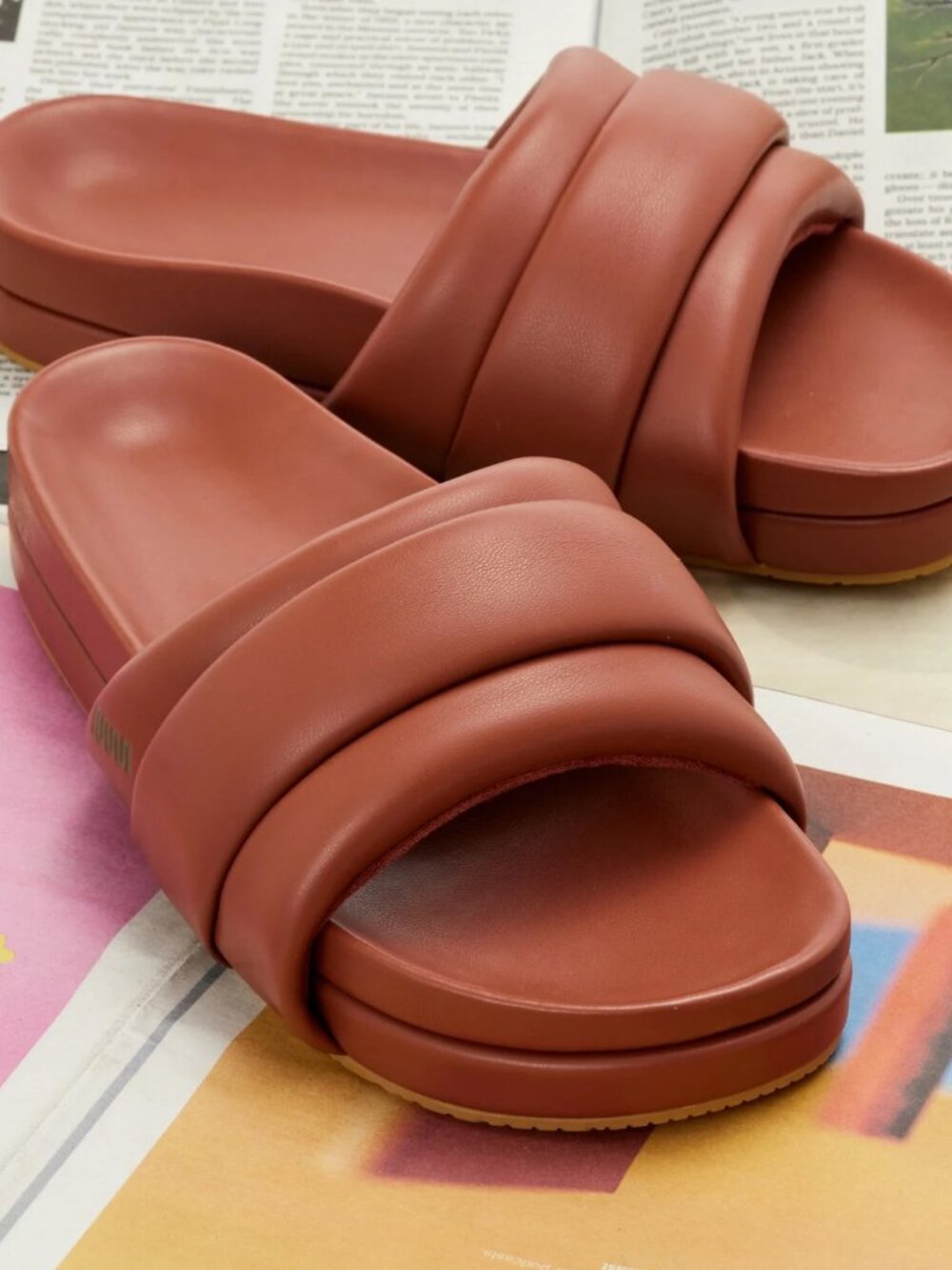 Commbi The Softie Slide in Tobacco Brown, Size 10